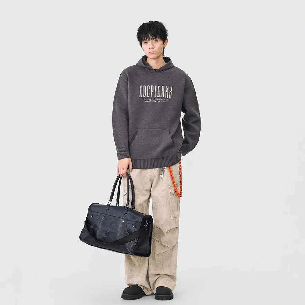 Cozy Winter Letter Print Kangaroo Hooded Sweater