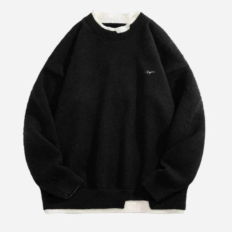 Cozy Fake Two-Piece Matching Knitwear Sweater