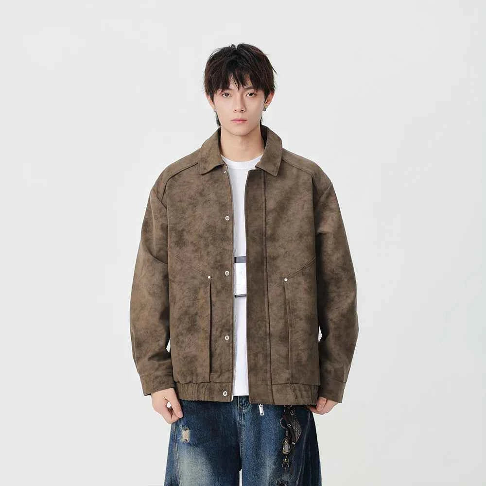 Winter Stylish Distressed Button-Up Leather Jacket