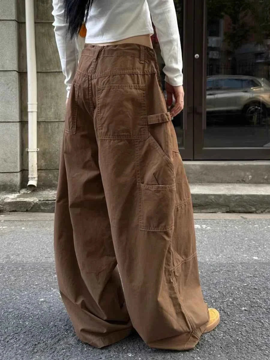 Y2K Oversized Brown Boyfriend Cargo Pants