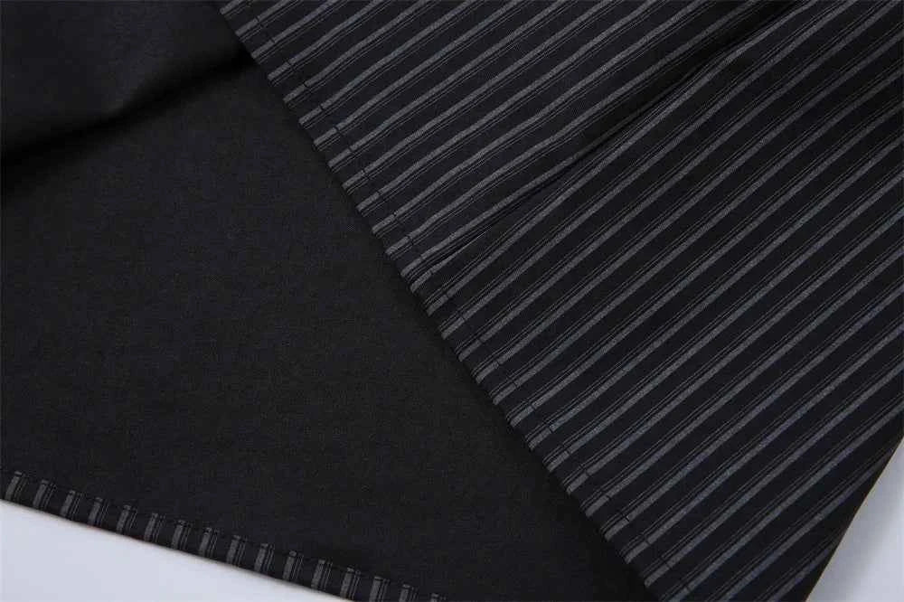 Men Classic Striped Embroidered Long Sleeve Shirt