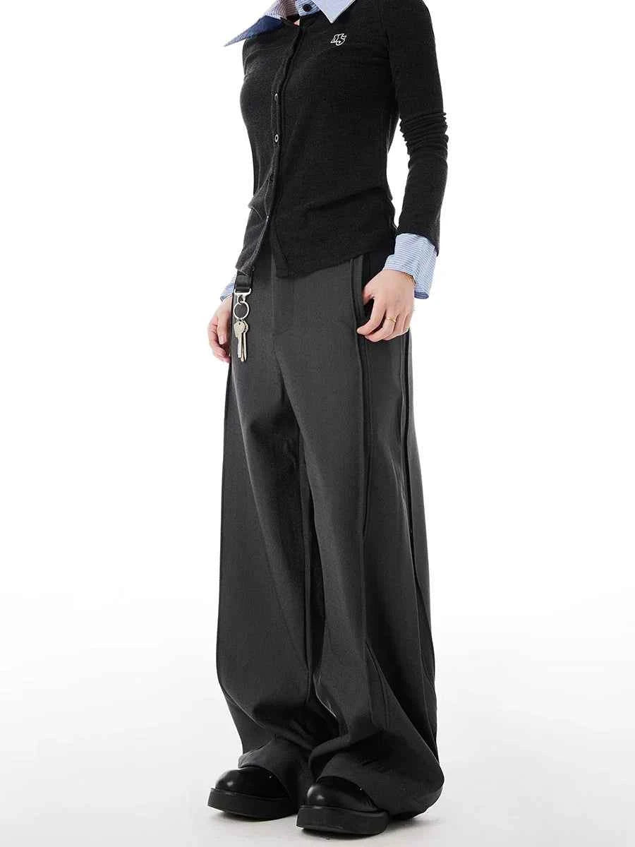 Warm Sleek Black Wide Leg Pleated Pants