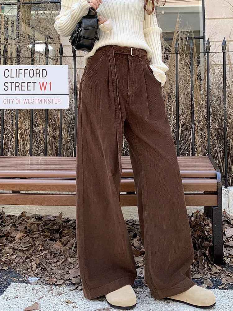 Elegant Cool Corduroy Wide Leg Pants