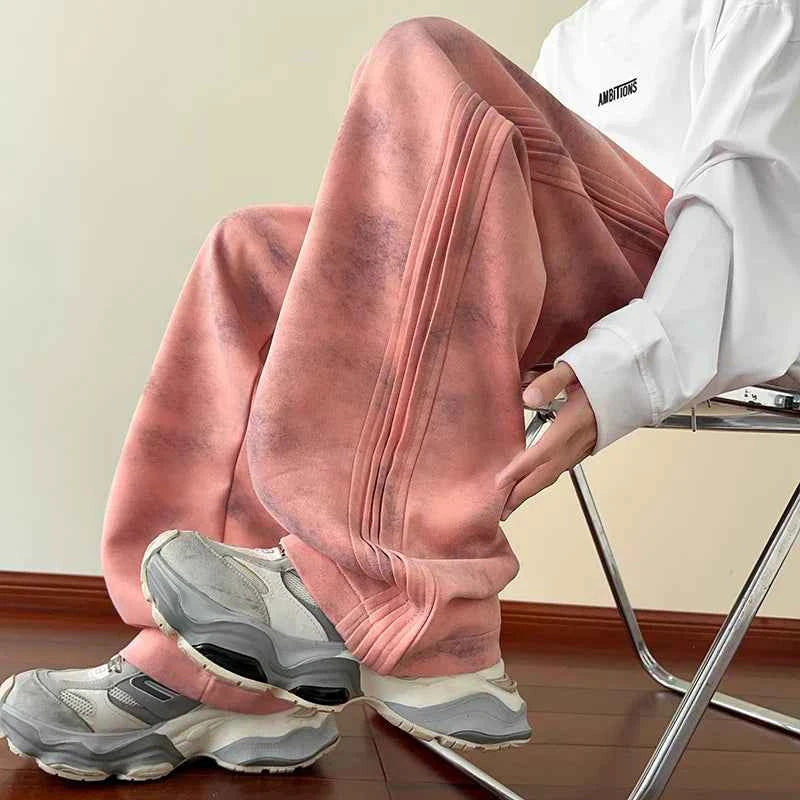 Patchwork Korean Style Wide Leg Casual Sweatpants