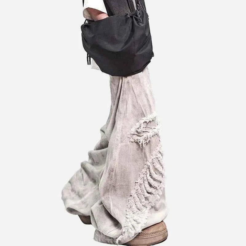 Streetwear High Street Patched Wide Leg Jeans