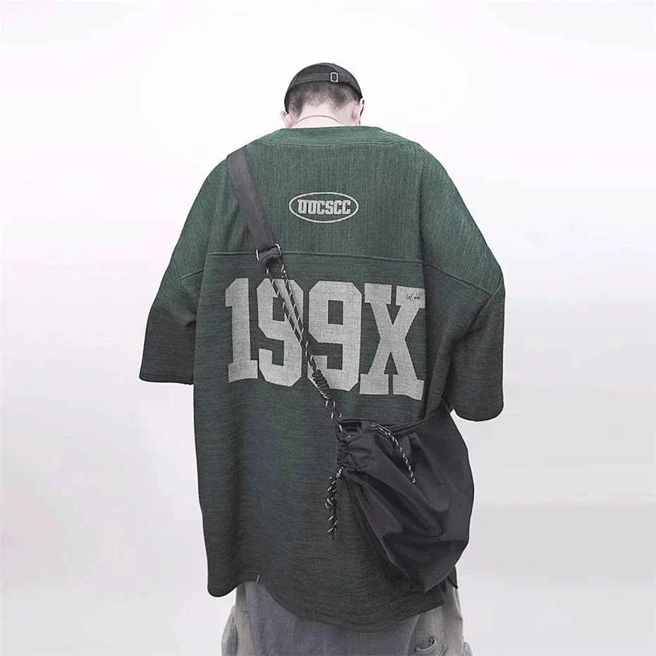Vintage Oversized Letter Print Jersey T-Shirt
