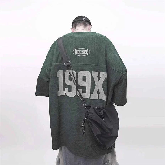 Vintage Oversized Letter Print Jersey T-Shirt