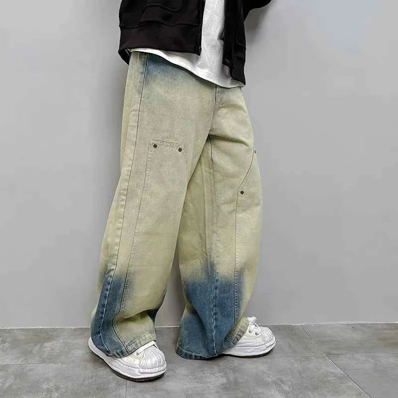 Streetwear Vintage Tie Dye Baggy Wide Leg Jeans