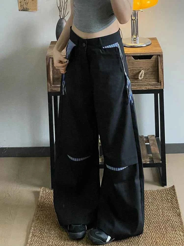 Casual Comfort Vintage Patchwork Wide Leg Pants