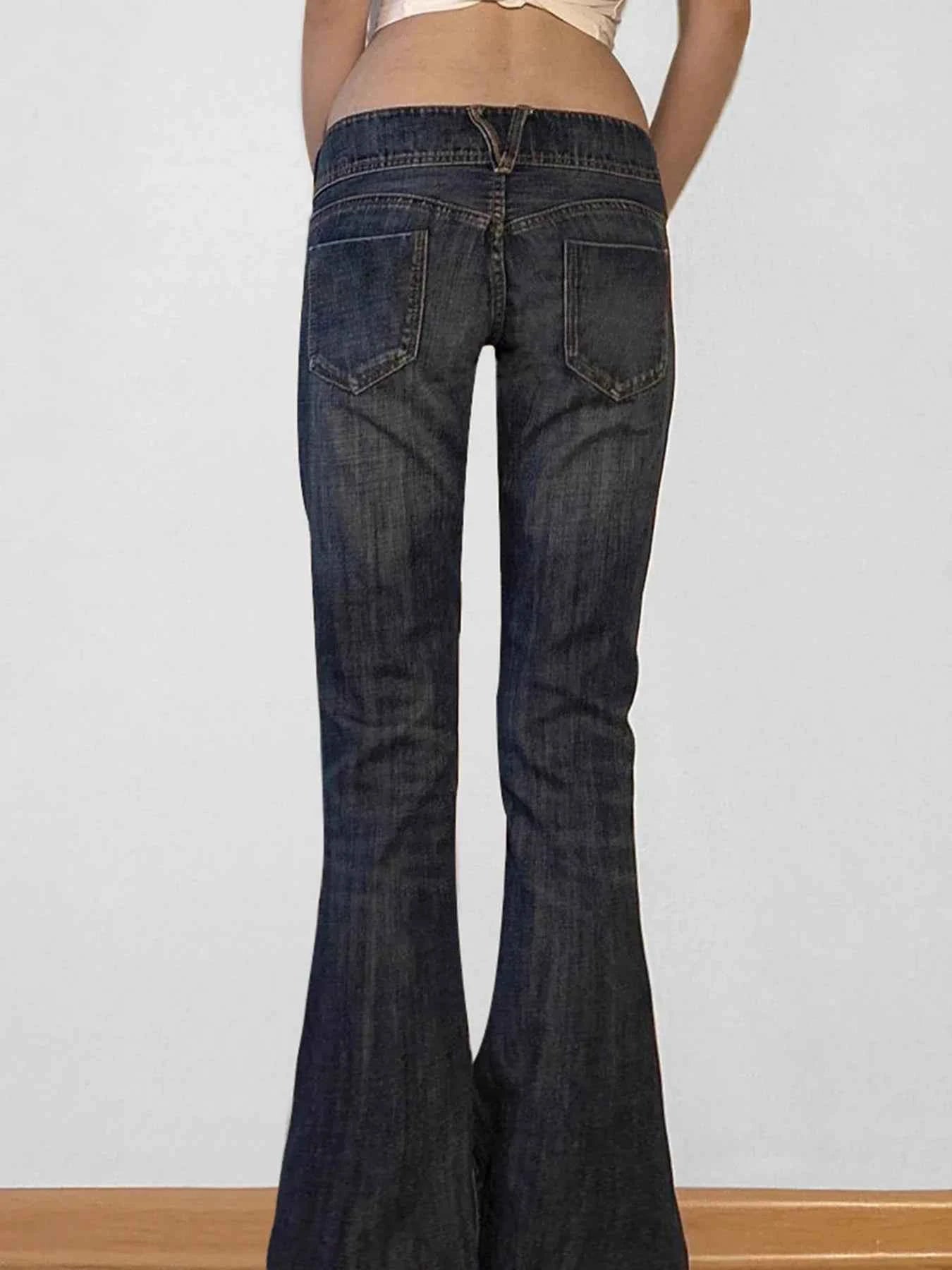 Y2K Vintage Flared Button-Up Low Jeans