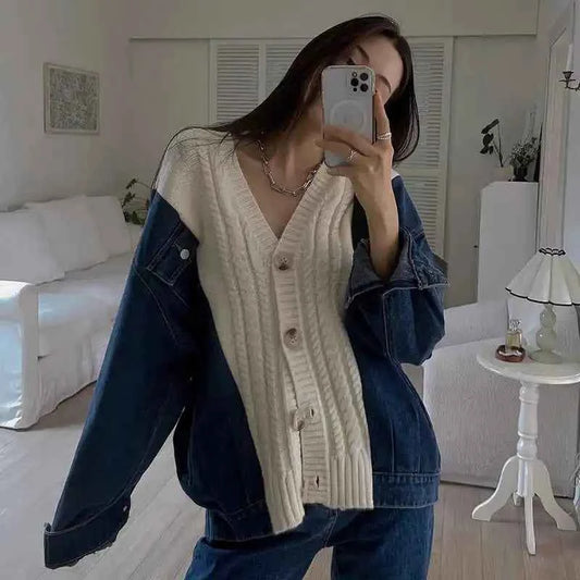 Cozy Vintage Casual Denim Carigan