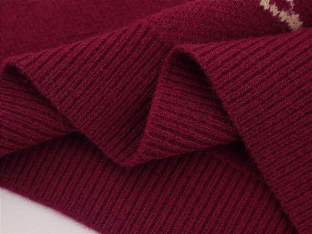 Y2K Effortless Retro Patchwork Knit Classic Sweater