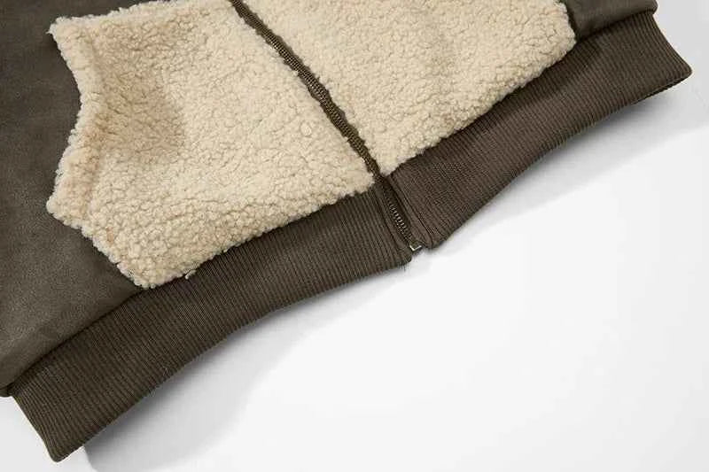 Winter Cozy Faux Fur Collar Rabbit Ear Hooded Jacket