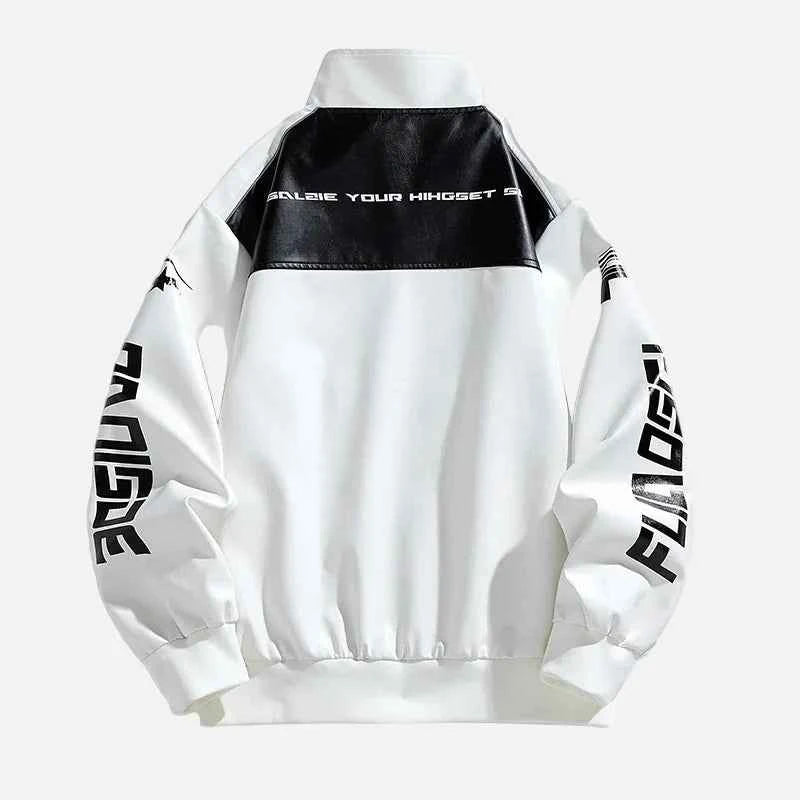 Trendy Streetwear Hip Hop Faux Leather Motorcycle Jacket