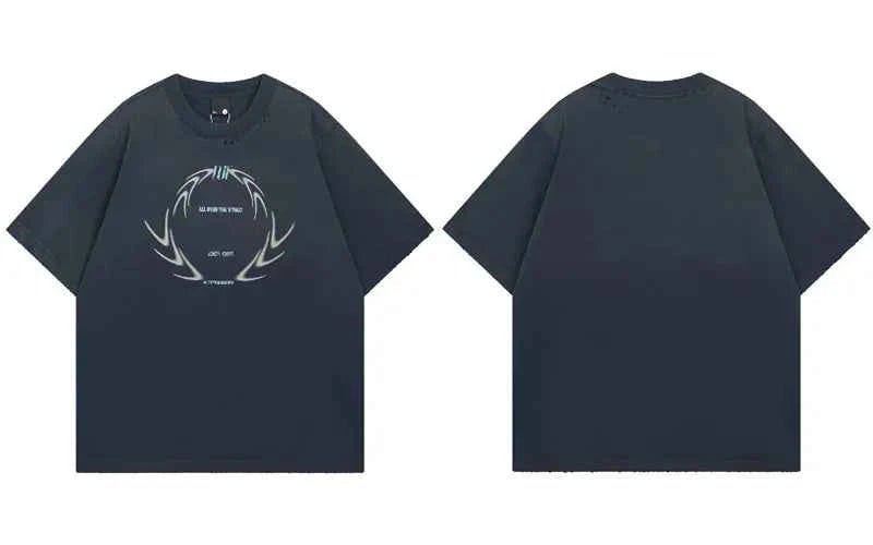 Stylish Retro Grunge Graphic Print Hip Oversized T-Shirt