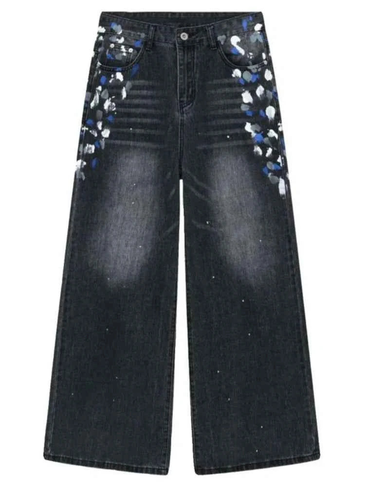 Chic Y2K Retro Graffiti Wide Leg Jeans