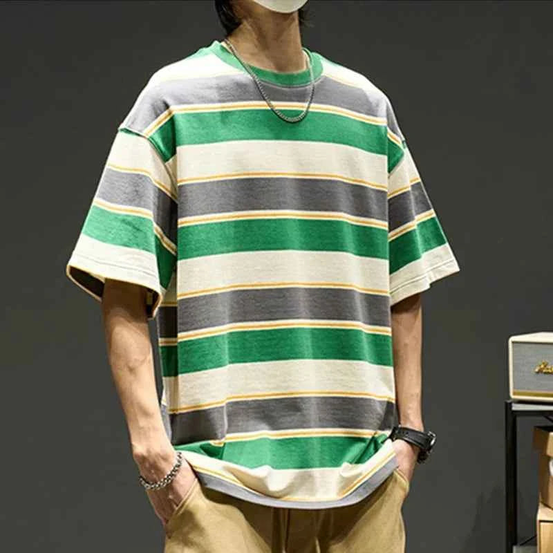 Men's Striped Hip Hop Short Sleeve T-Shirt