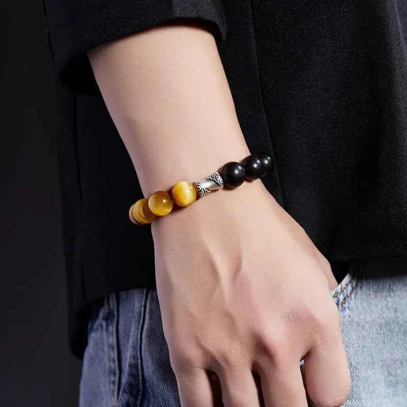 Natural Tiger Eyes Obsidian Stone Bracelet