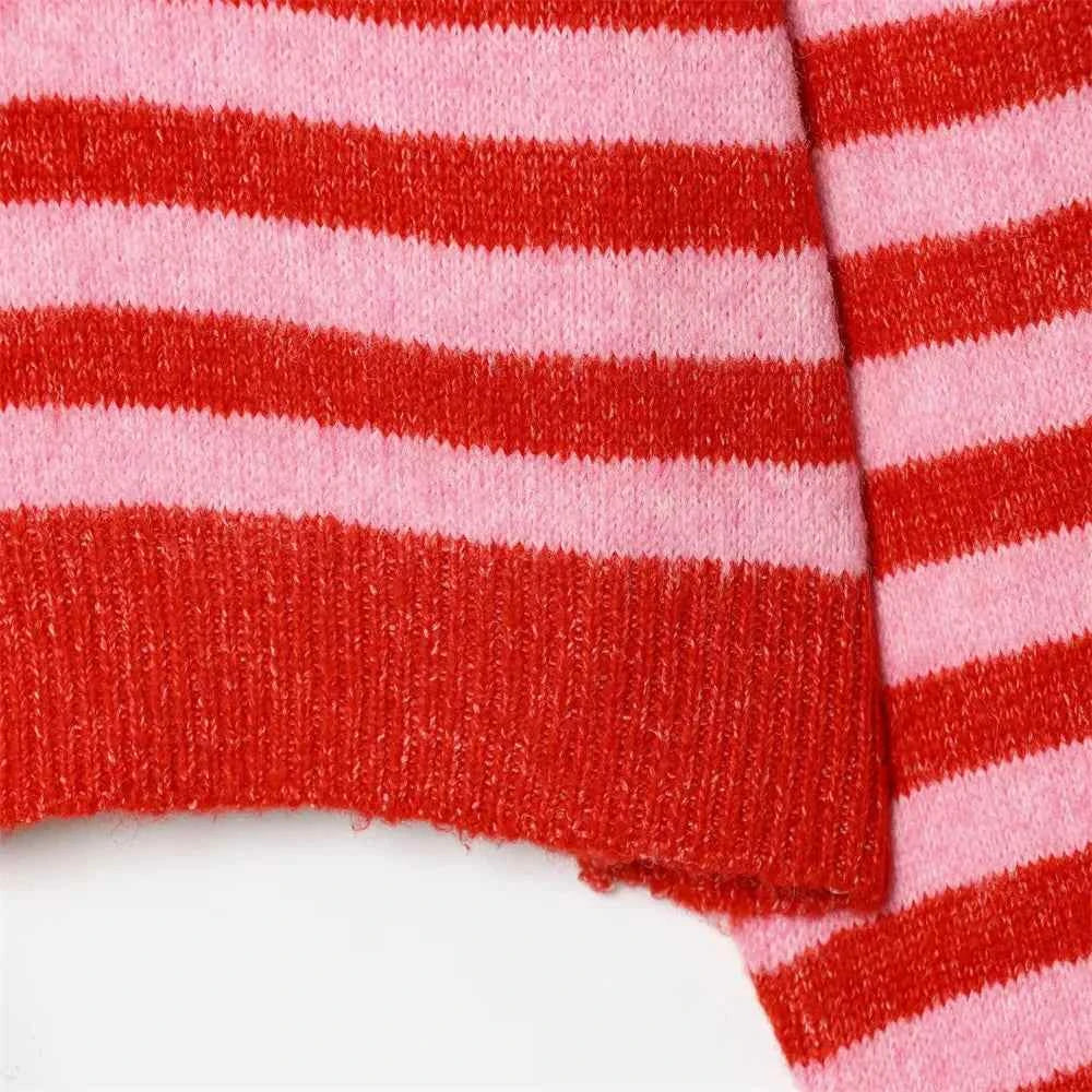 Versatile Striped Retro Loose Knit Cardigan