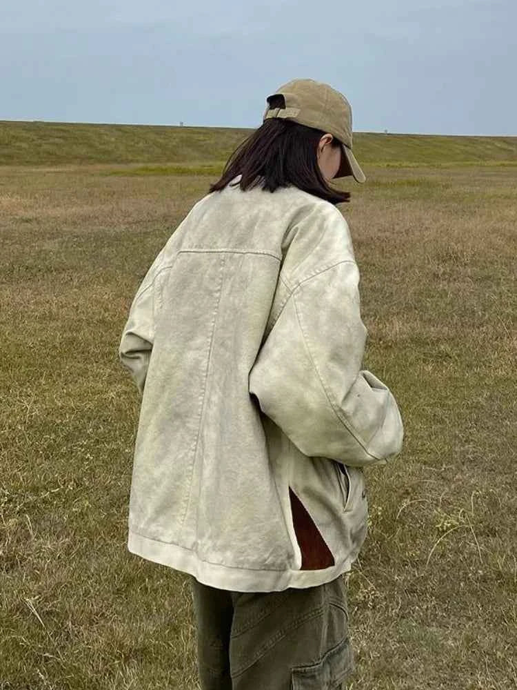 Streetwear Vintage Cartoon Print Oversized Jacket
