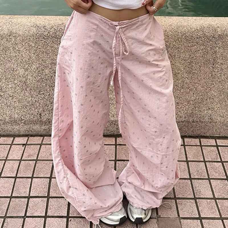 Straight & Sleek Pink Star Print Cool Pants