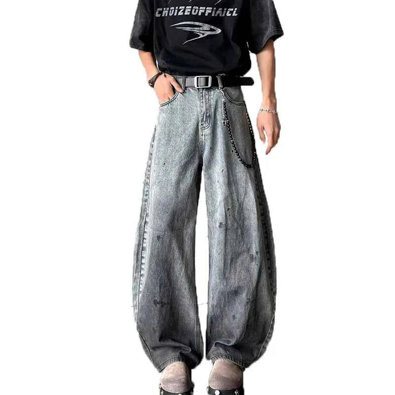Plush Korean Style Gradient Wide Leg Jeans
