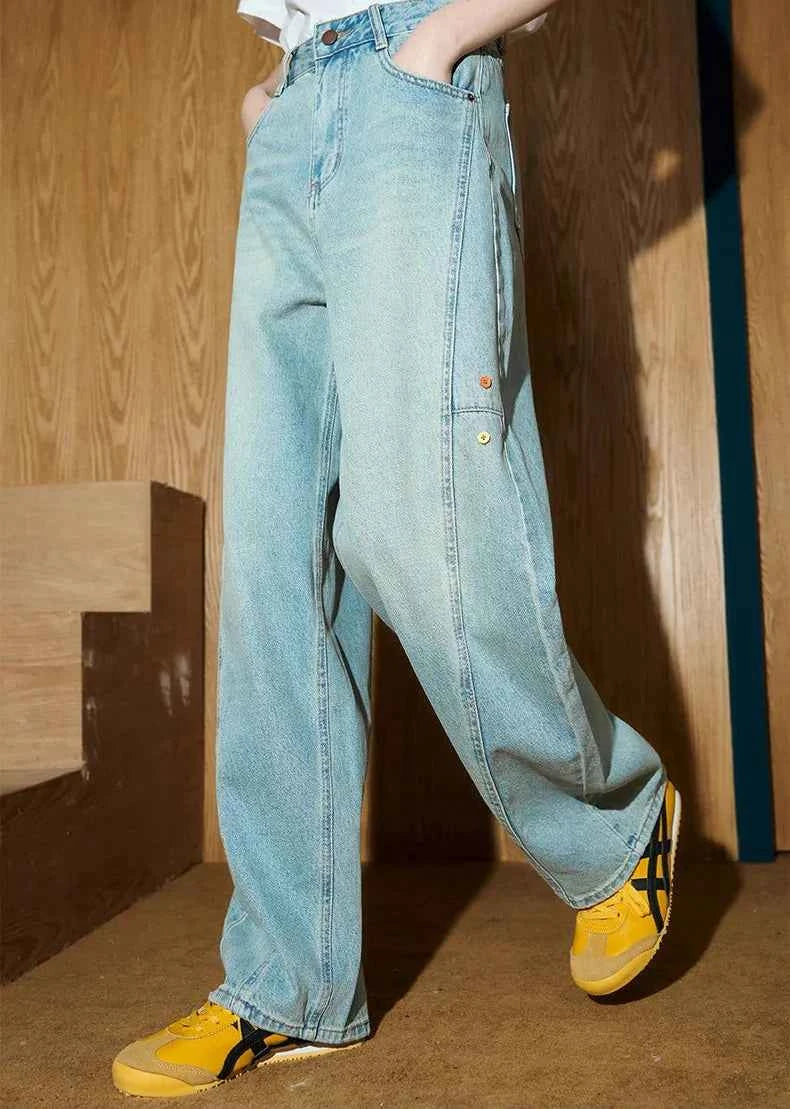 Floral Print Hip Hop Straight Leg Jeans