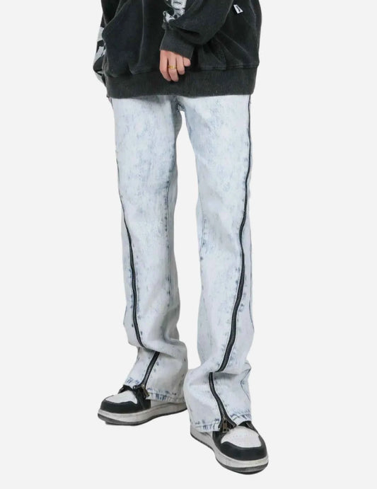 Versatile Acid-Wash Flared Denim Jeans