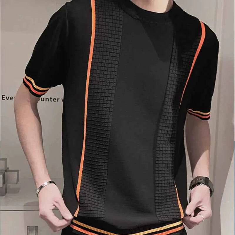 Classic Comfort Plaid Casual Short Sleeve Knit T-Shirt