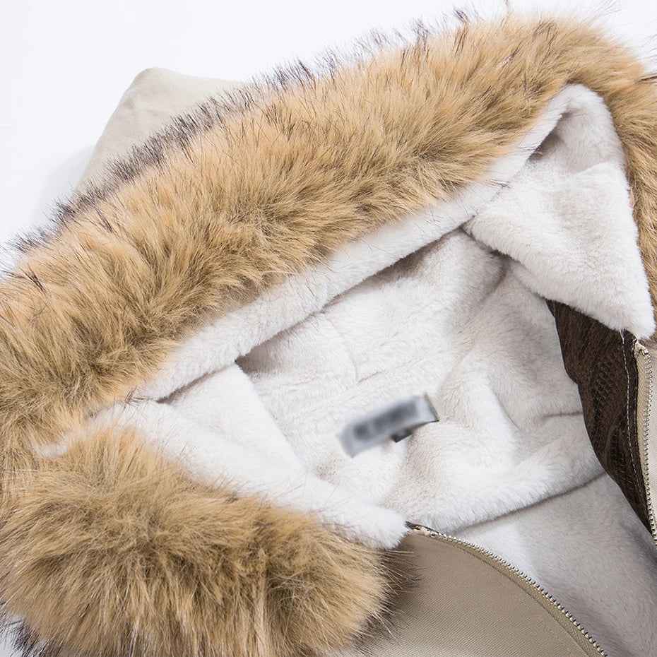 Plush Fleece Fur Collar Parkas Windbreaker Jacket