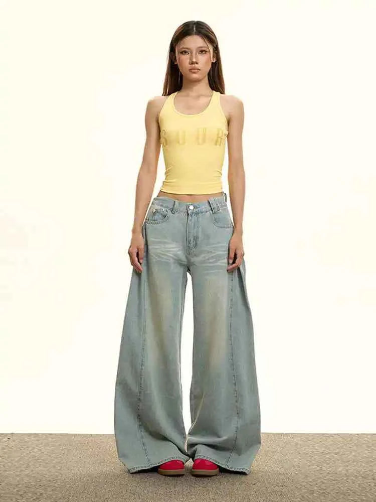 Women Long-lasting Oversize Ripped Blue Denim Jeans