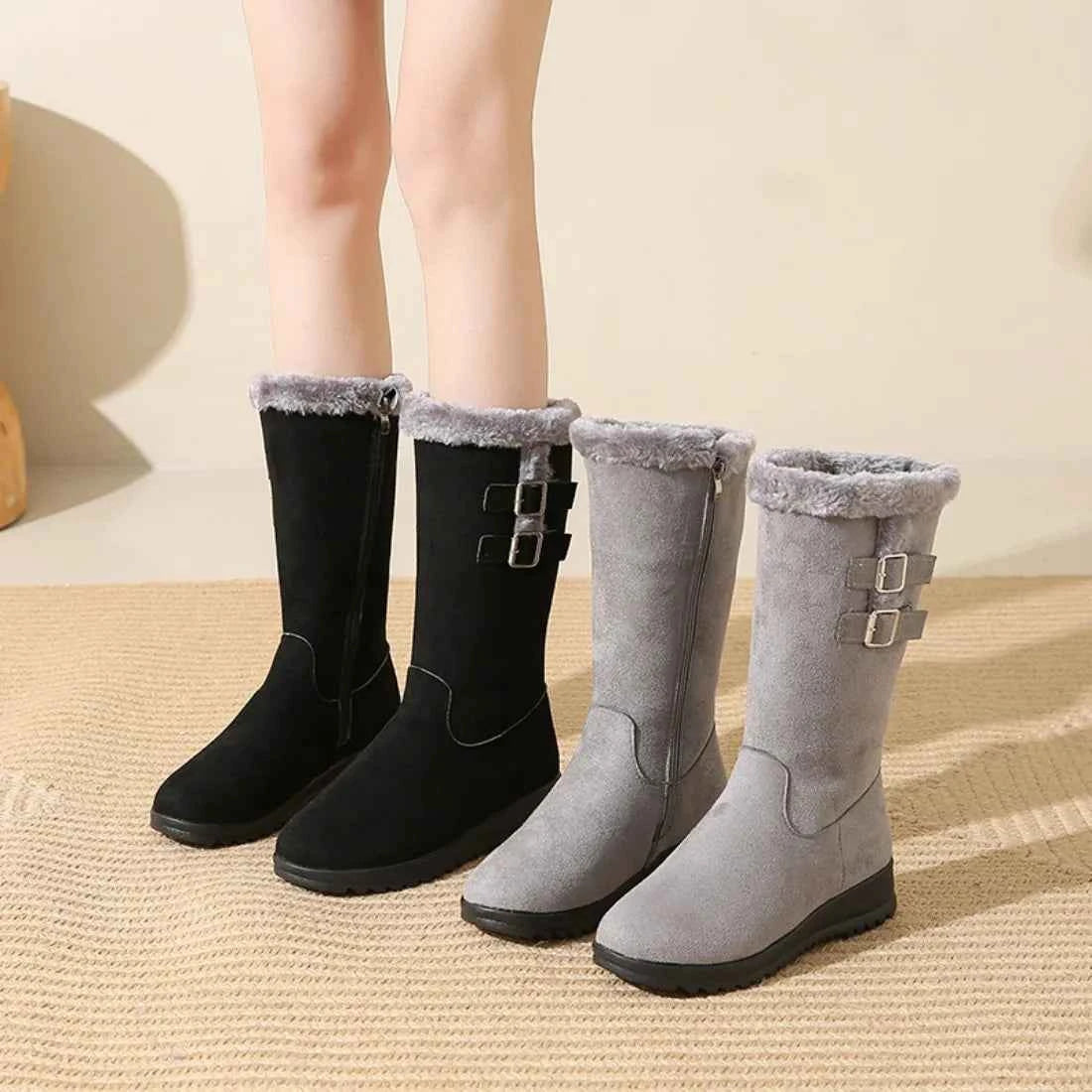Classic Mid Calf Plush Snow Zipper Boot