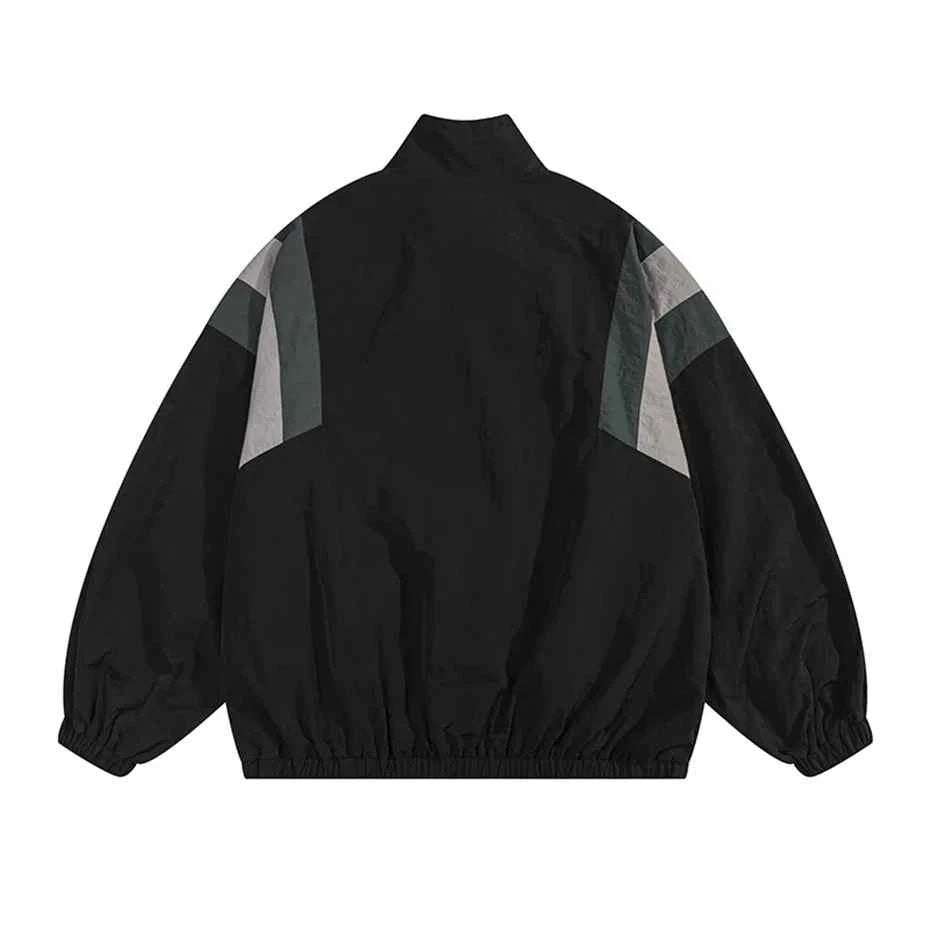 Fashionable Retro Patchwork Casual Windbreaker Jacket