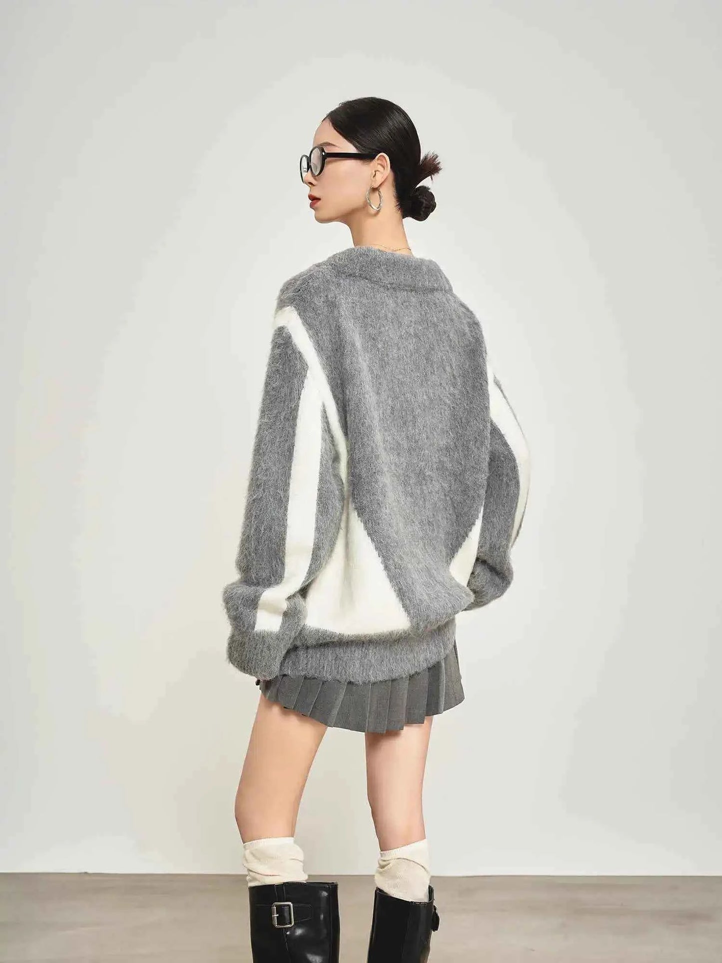 Luxurious Gray Comfort Mohair Knit Sweater