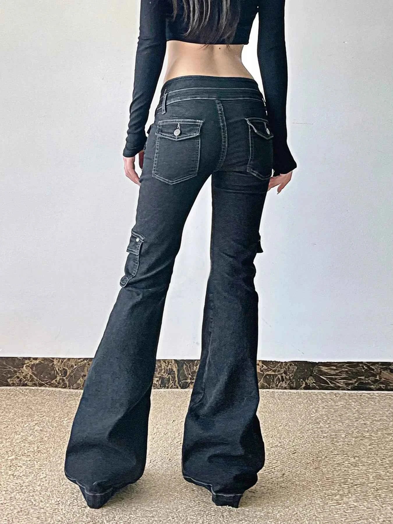 Studded Star Patchwork Denim Cargo Jeans