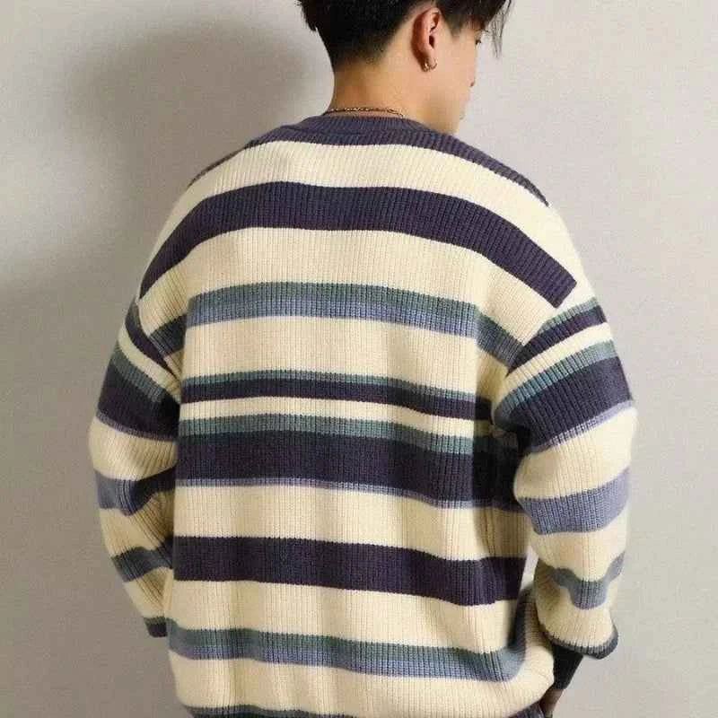 Casual Retro Cozy Striped Knitted Cardigan