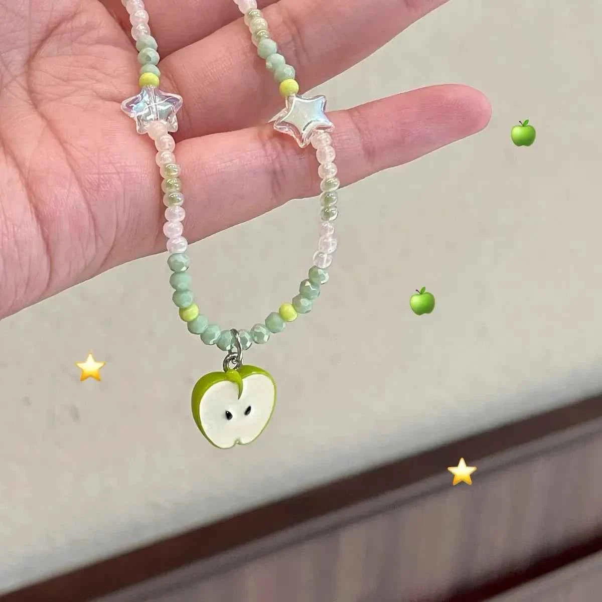 Green Apple Bead Handmade Necklace
