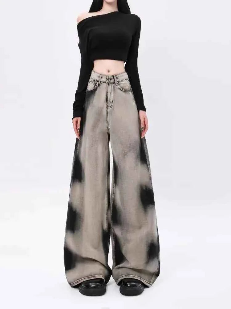 Vintage Washed Tie-Dye High Waist Streetwear Jeans