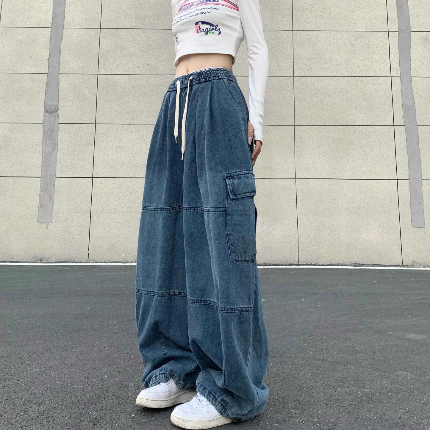 Y2K Effortless Wide Leg Cargo Jeans