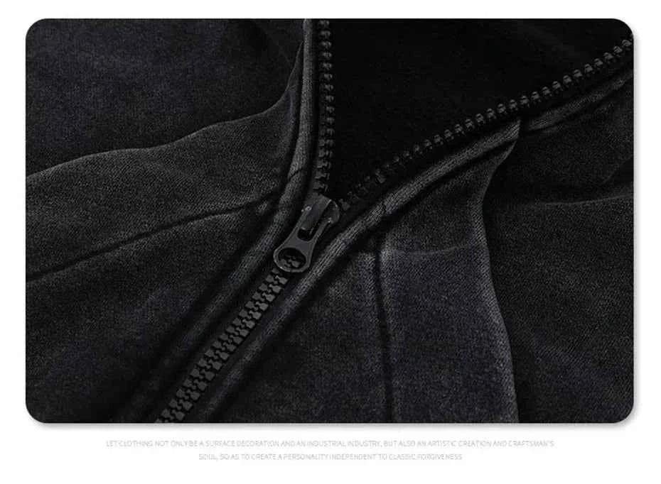 Zip Up Hoodie Black Oversized