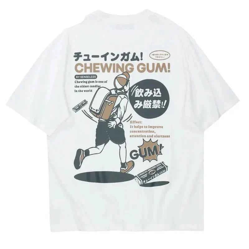 Japanese Style Kanji Graphic Print Short Sleeve T-Shirt