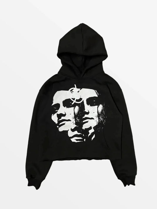 Image 1 (Main View): LUW Target Hoodie in obsidian black - Heavyweight 500GSM oversized streetwear pullover with raised silicone crosshair graphic.