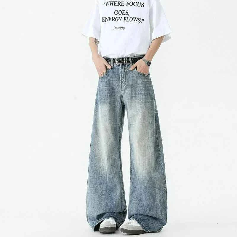 Durable Slightly Flared American Style Wide Leg Jeans