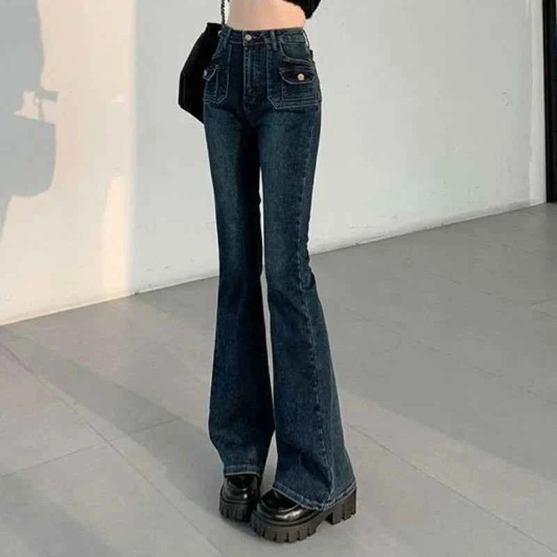 Slimming Retro High Waist Flared Straight Jeans