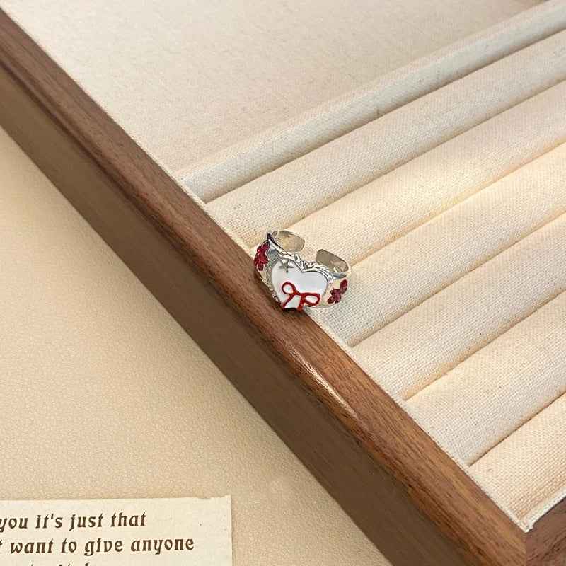 Sweet Heart Red Bow Rings