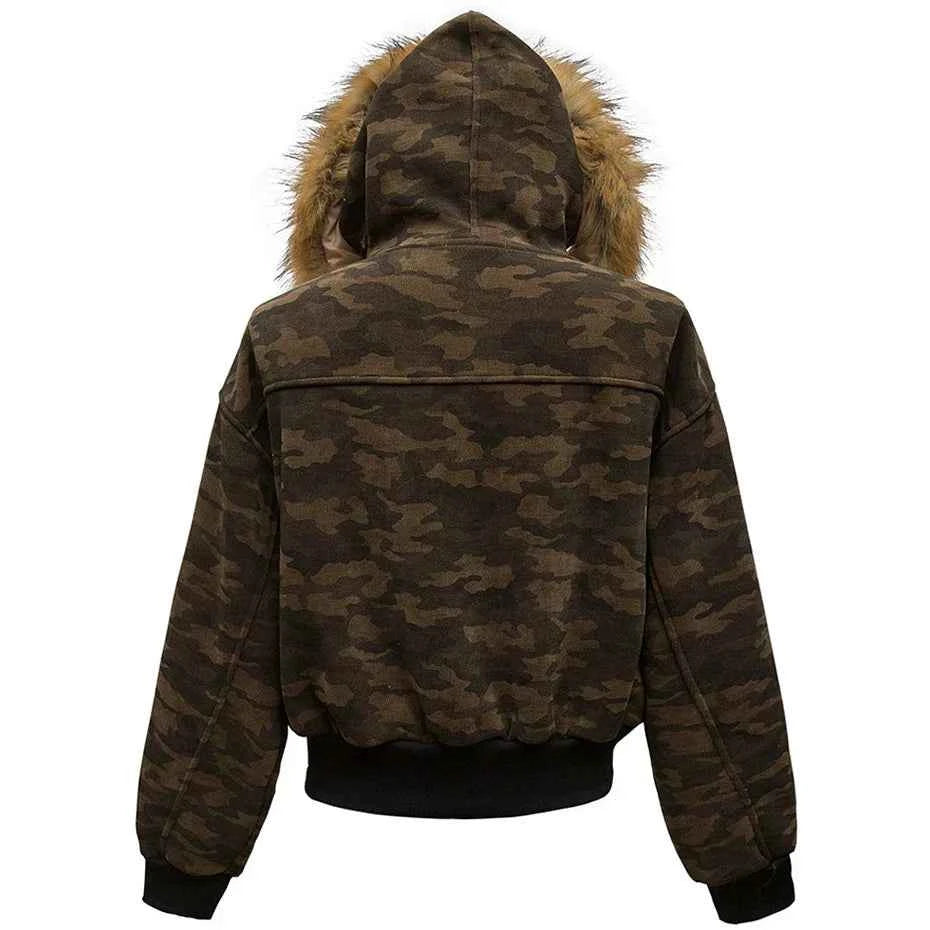 Winter Camouflage Fox Fur Collar Parkas Jacket
