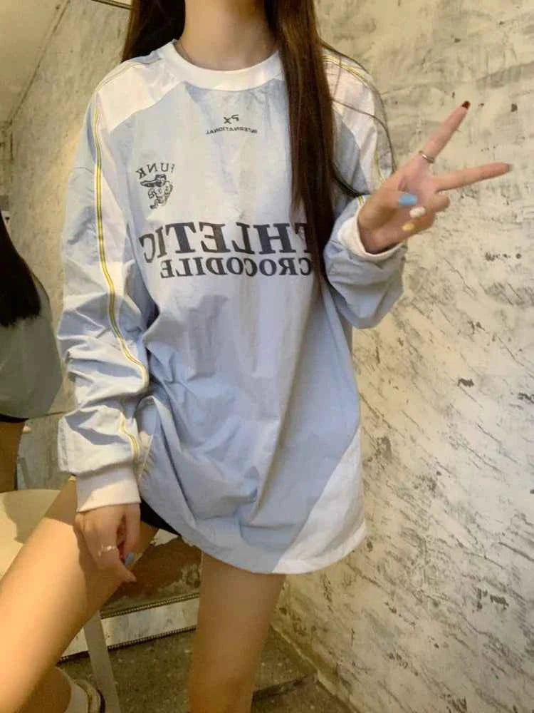 Laidback Comfort Oversized Letter Print Long Sleeve T-Shirt