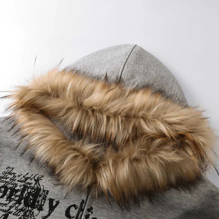 Sinful Zip Up Fur Hooded Jacket