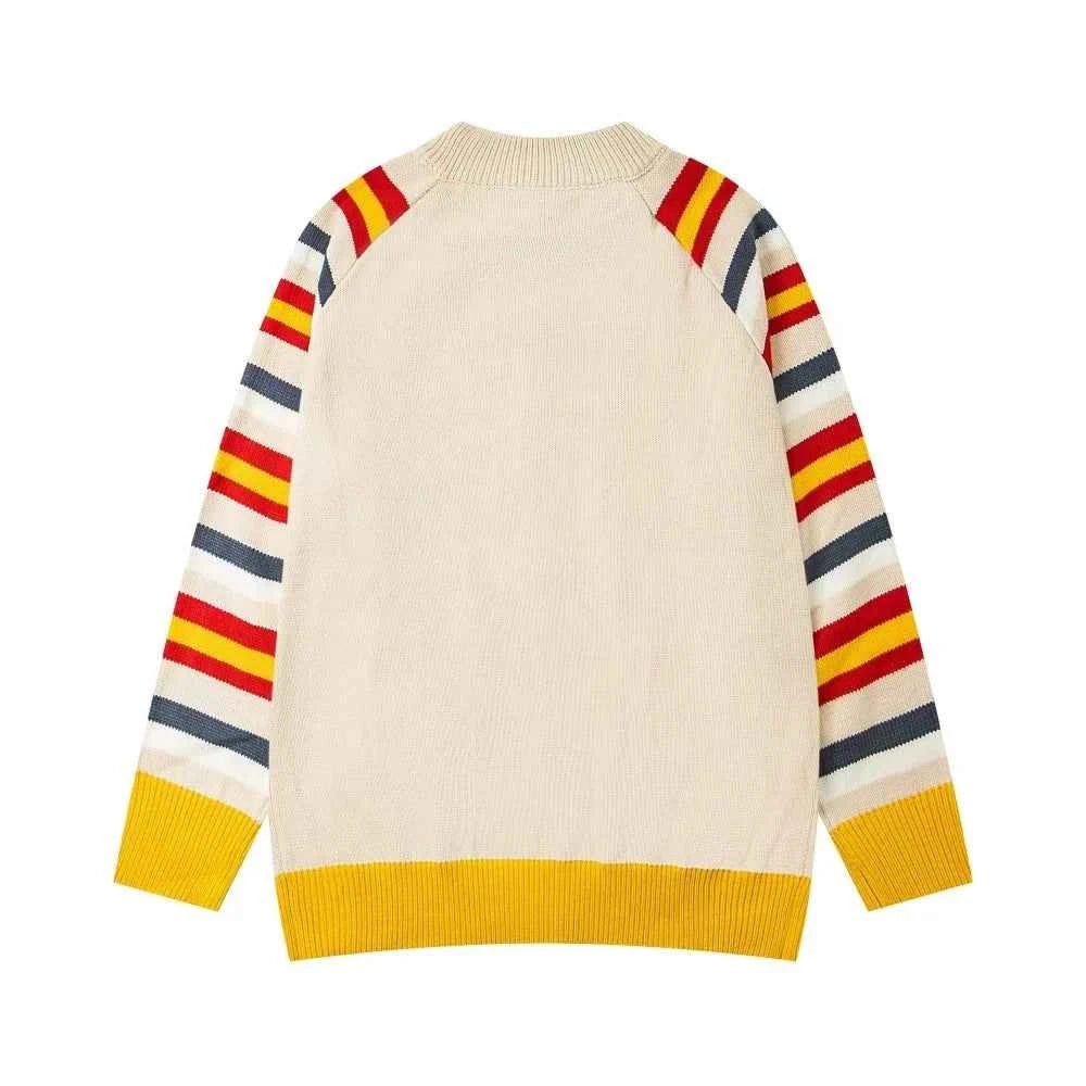 Color Block Single Breasted Embroidery Knitted Cardigan