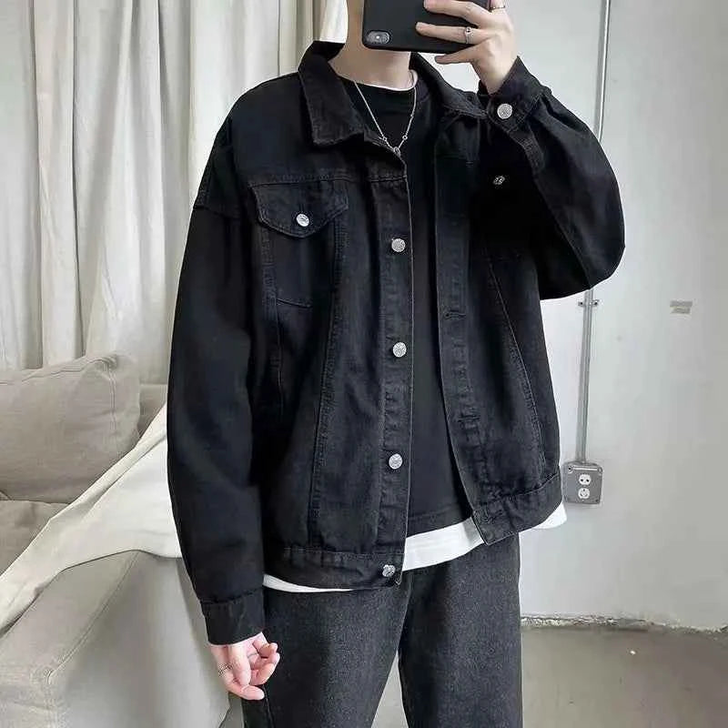 Black And Blue Cool Bomber Denim Jacket